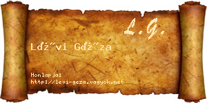 Lévi Géza névjegykártya